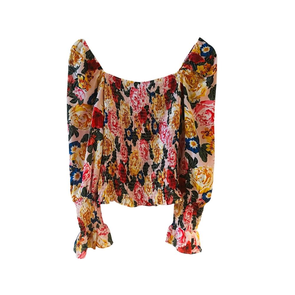 Buddy Love Floral Smocked Long Sleeve Top Size S Small NWT Yellow Multi - Picture 3 of 8